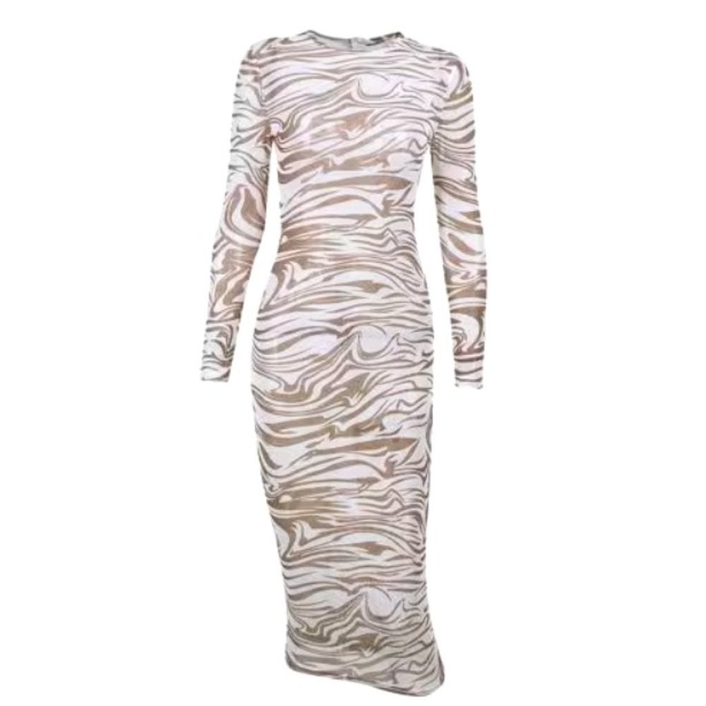 MESHKI BONNIE Mesh Long Sleeve Midi Dress NWT Rare